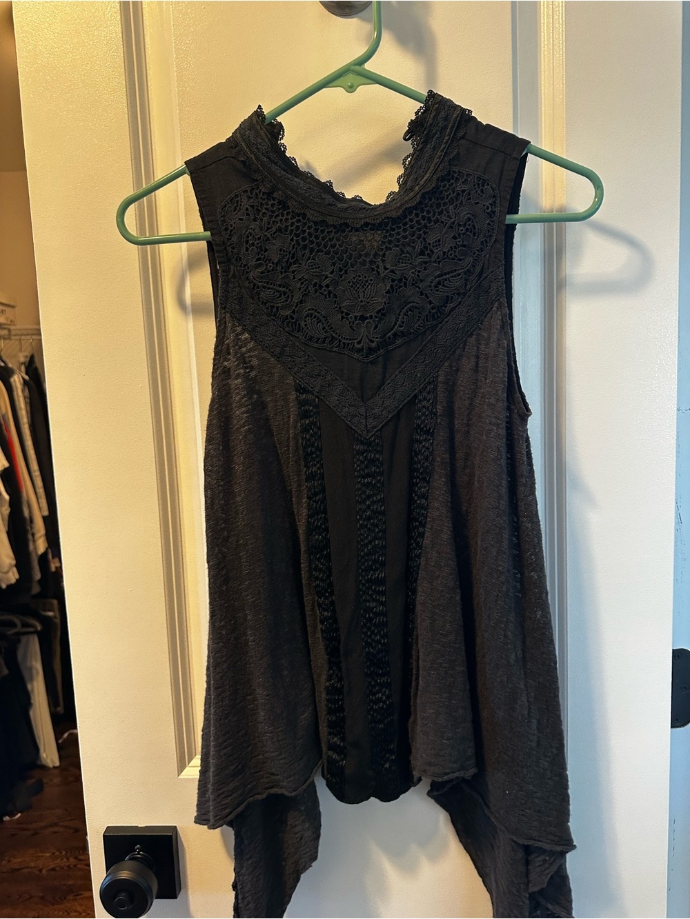 Free People Black Lace Yoke Sleeveless Camisole